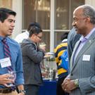 Daniel Castenada talks with UC Davis Chancellor May at Envision UC Davis event